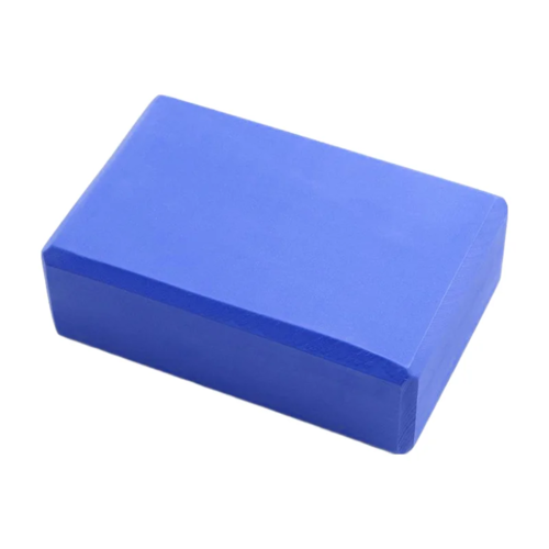 Blue yoga block on a white background